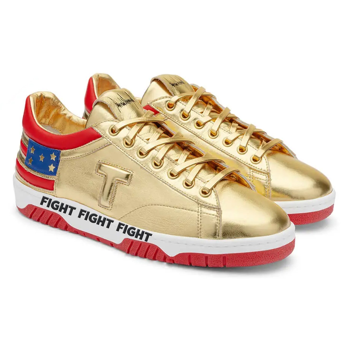 Gold Low-Top Sneakers Fight Fight Fight