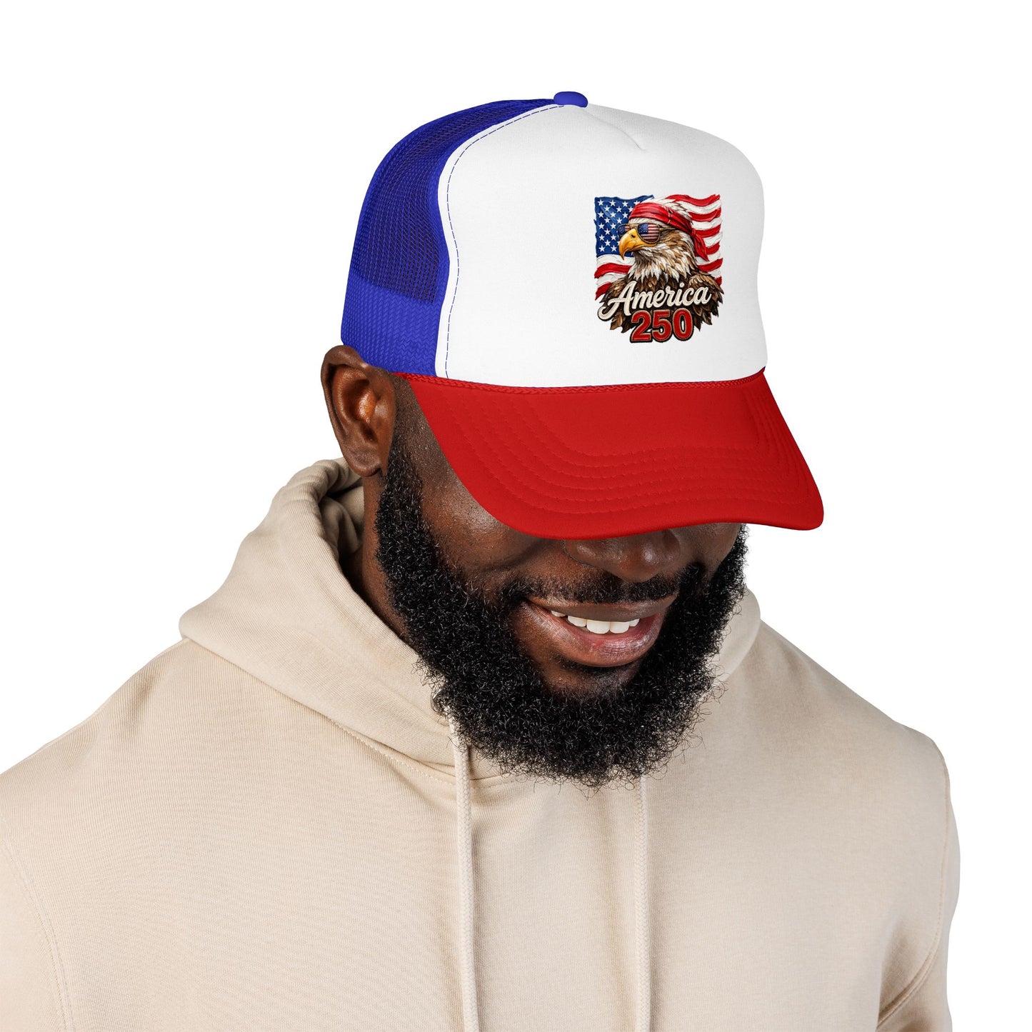Trucker Hat — Patriotic Eagle "America 250" Foam Mesh Cap
