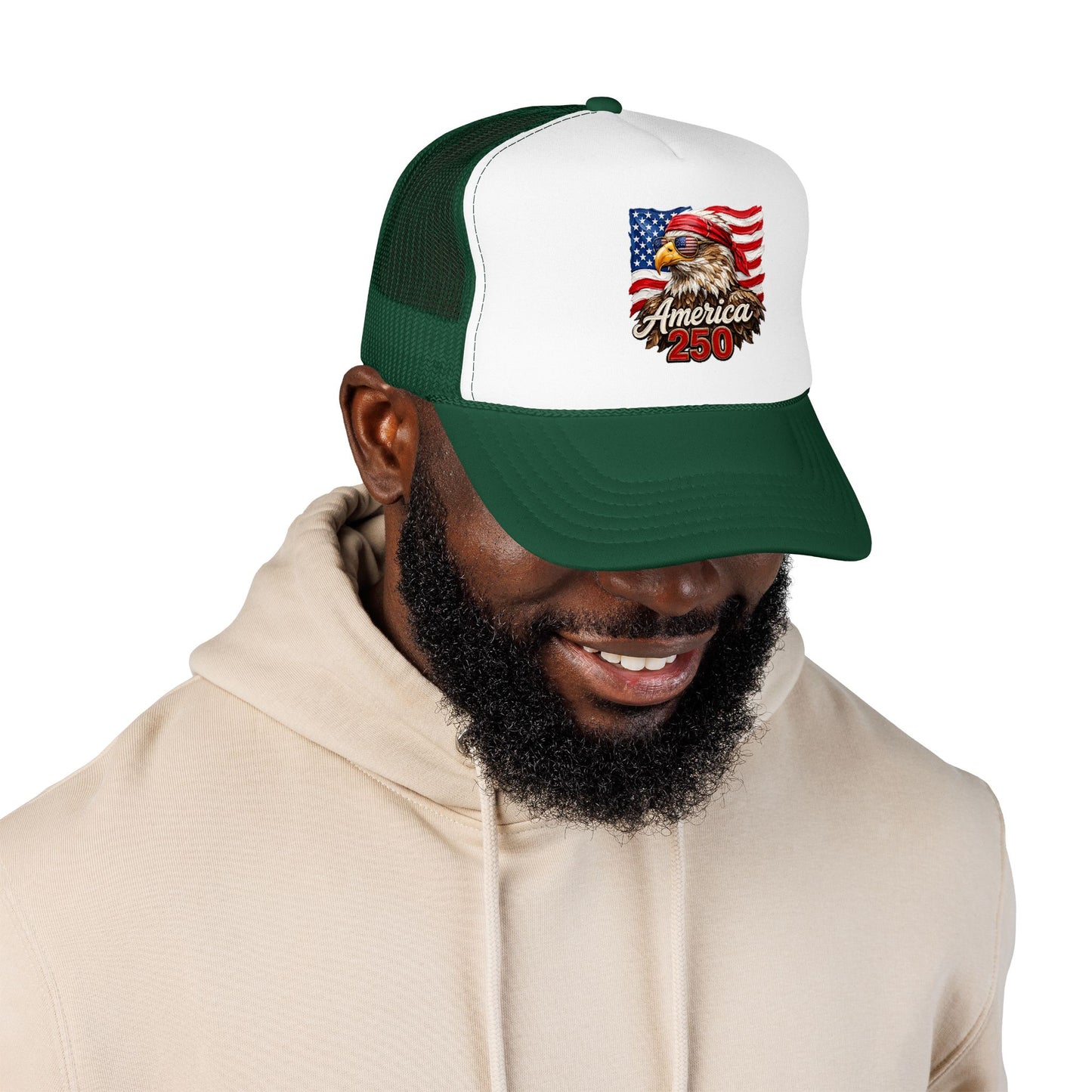 Trucker Hat — Patriotic Eagle "America 250" Foam Mesh Cap